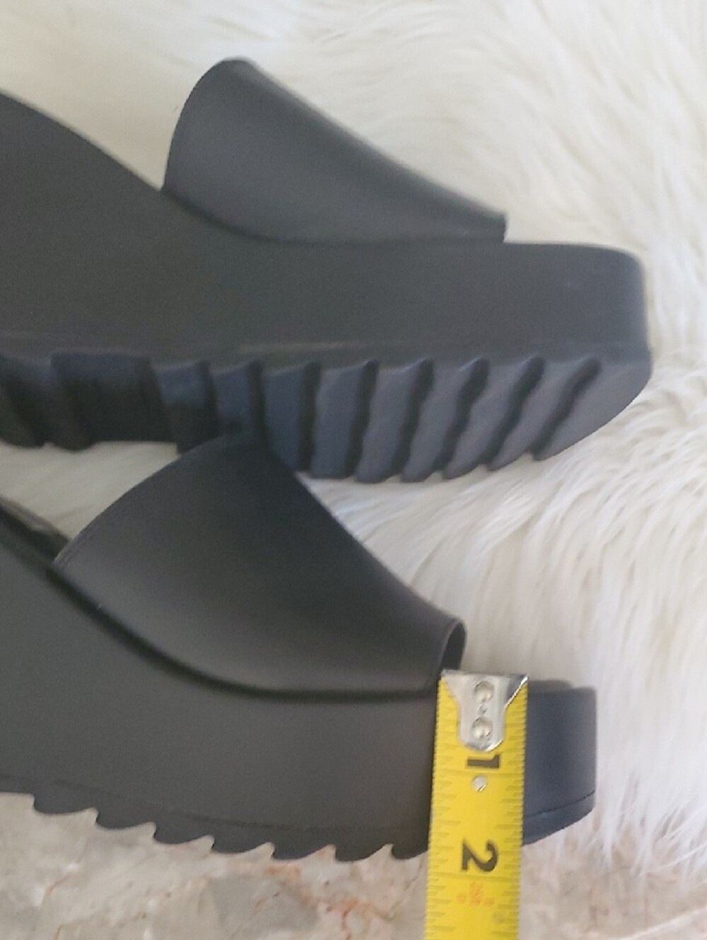 Y2k Steve Madden Grunge Black Open Toe Chunky Wedge Sandals 7.5 - Picture 6 of 11